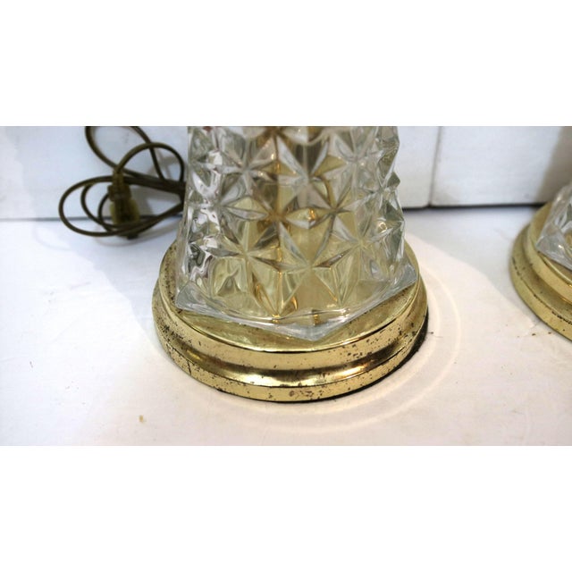 1960s Diamond Cut Waterford Style Crystal Table Lamps - Pair For Sale - Image 5 of 11