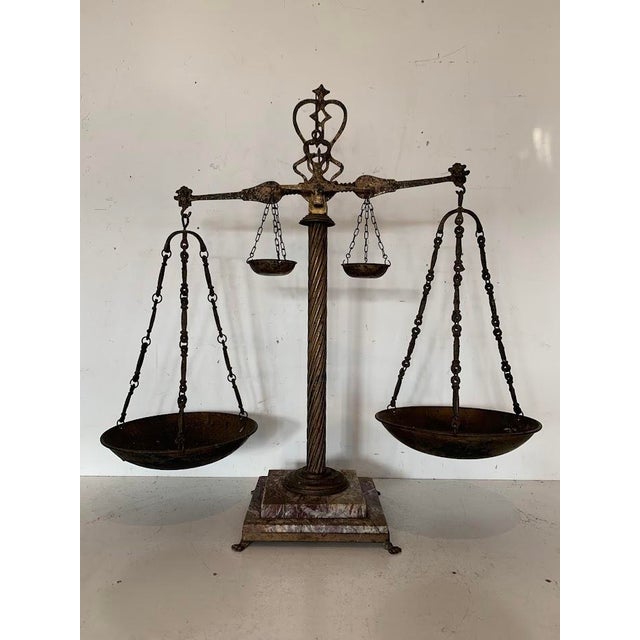 20th Century Jewelers Balance Plate in Brass and Marble For Sale - Image 10 of 11