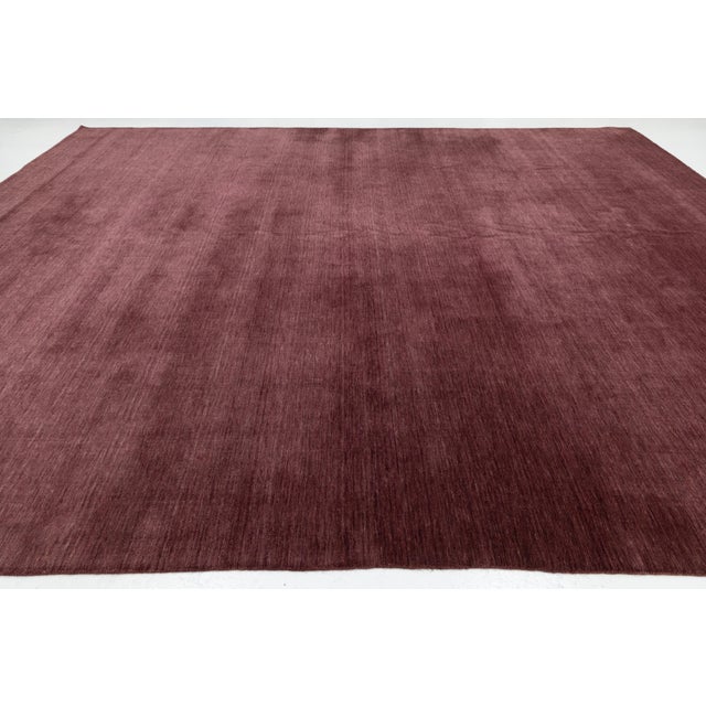2020s Apadana's Modern Gabbeh Hand-Loom Wool Area Rug in Deep Plum 12x15 For Sale - Image 5 of 10