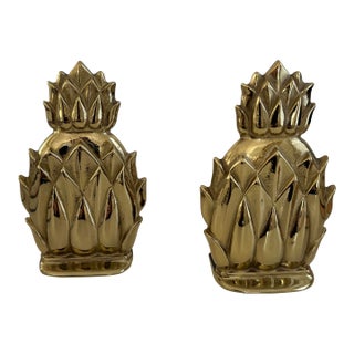 Pair of Late 20th Century Newport Brass Pineapple Bookends by Virginia Metalcrafters For Sale