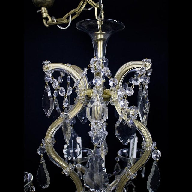 Maria Teresa Chandelier with 6 Lights in Bohemian Crystal, 1950s For Sale - Image 4 of 11