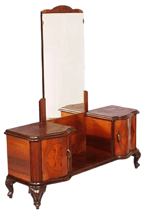 Italian Chippendale Style Walnut & Burl Walnut Veneer Dressing Table, 1940s