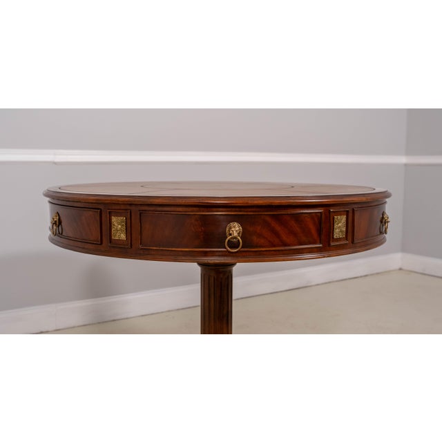 Brown Scarborough House Round Leather Top Center Table For Sale - Image 8 of 18