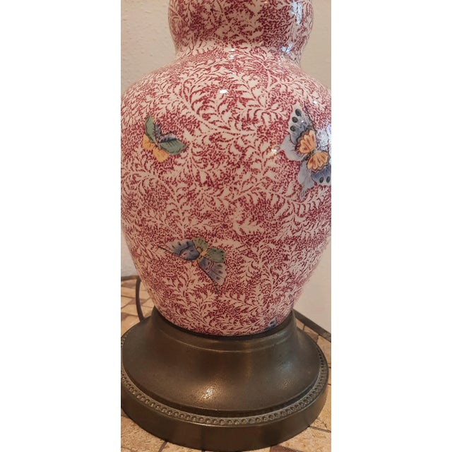 Royal Winton Pink Chintz Butterfly Lamp England For Sale - Image 10 of 13