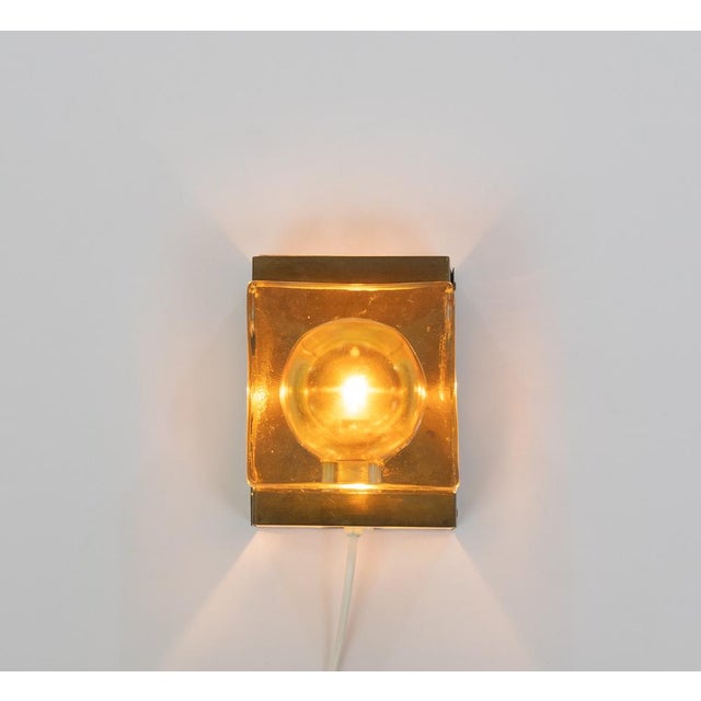 Gold Maritim Glass and Brass Wall Lamp from Vitrika, 1970s For Sale - Image 4 of 8