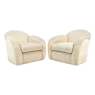 Pair of Swivel Lounge Chairs by Interior Crafts For Sale