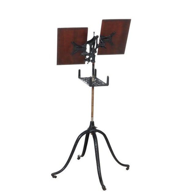 Antique Ebonized Iron & Mahogany Dictionary Stand C1920 For Sale - Image 4 of 7