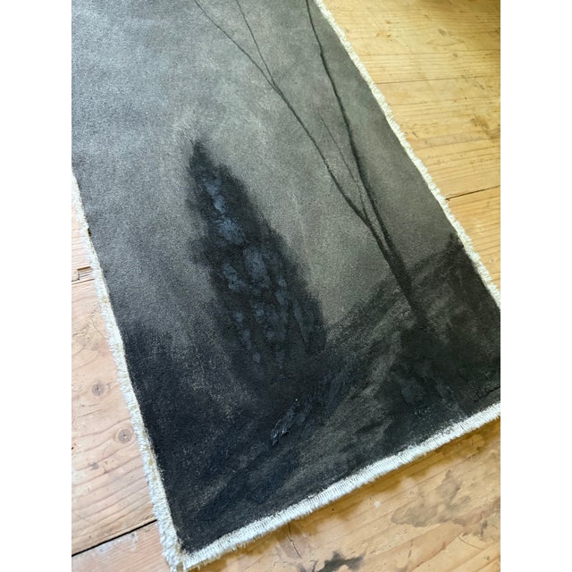 Mixed Media Original Landscape Painting on Raw Canvas by Chelsea Fly. 12”W x 20”H Watercolor, Ink, and Oil Pastel.