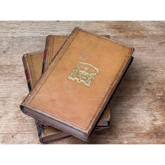 19th Century Beautiful Antique Leather Bound Books Sir James Mackintosh Works 3 Volume Set Victorian Library Home Decor For Sale - Image 5 of 11
