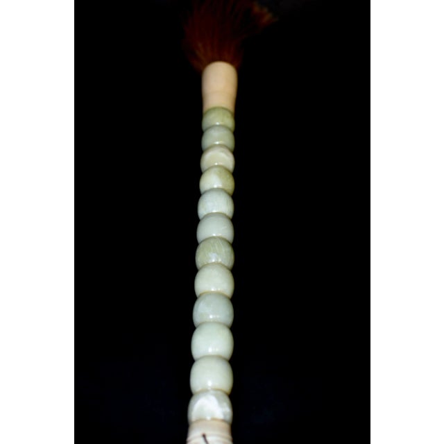 This is a very large, substantial brush with 12 jade gemstone beads. Beads in barrel shape, hand made with polished...