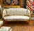 French Louis XV Style Sofa – White Damask Upholstery With Hand-Applied Gold Leaf Frame For Sale - Image 4 of 4