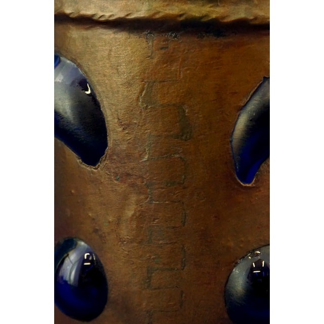 Blue Blown Glass Vase in Copper Cage attributed to Nanny Still for Raak, Amsterdam, Netherlands, 1960s For Sale - Image 11 of 16