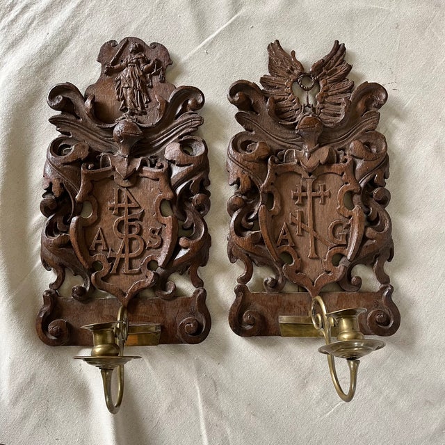 Late 19th Century Late 19th Century Swiss Black Forest Sconces- Set of 2 For Sale - Image 5 of 9