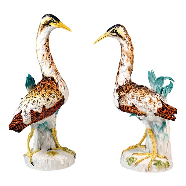 Bitterns Bird Figurines by J.J. Kaendler for Meissen, 20th Century, Set of 2 For Sale