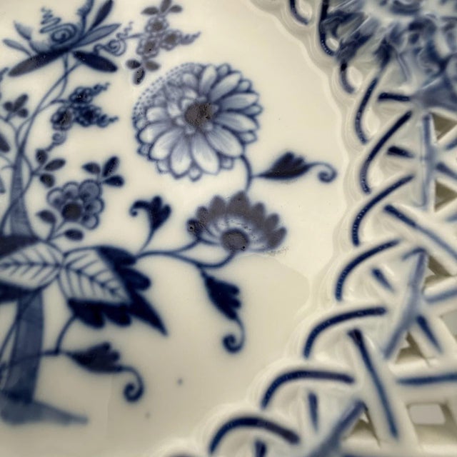 Vintage Pierced Plate with Blue Onion Pattern from Meissen, 1930s For Sale - Image 12 of 14