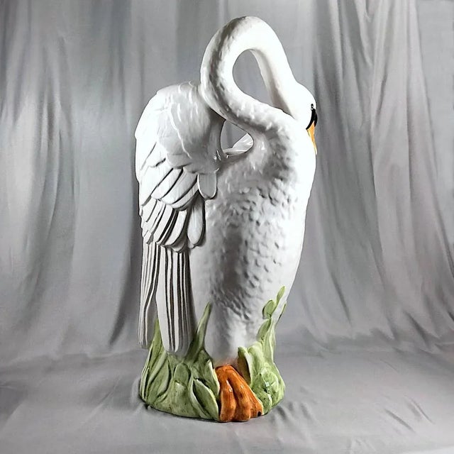White Large Vintage Italian Ceramic Standing Swan Jardinière/Planter For Sale - Image 8 of 12