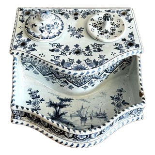Antique Dutch Delft Inkstand, 1880, Set of 3 For Sale
