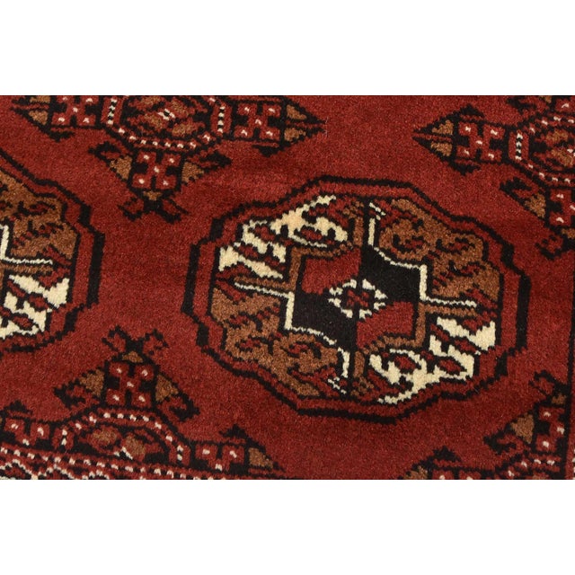 Turkmen Rug 3'3'' X 5' Red Wool Vintage Tribal Hand-Knotted Oriental Carpet For Sale - Image 4 of 12