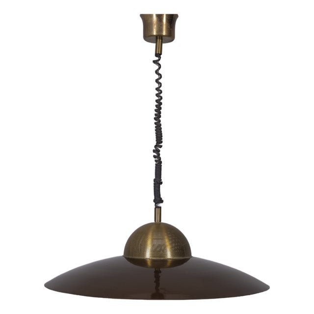 Vintage Italian Metal Rolling Chandelier, 1970s For Sale