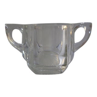 1930s Pressed Glass Transparent Double-Handled Sugar Bowl For Sale