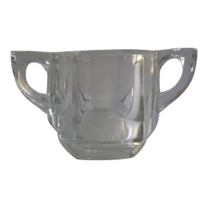 1930s Pressed Glass Transparent Double-Handled Sugar Bowl