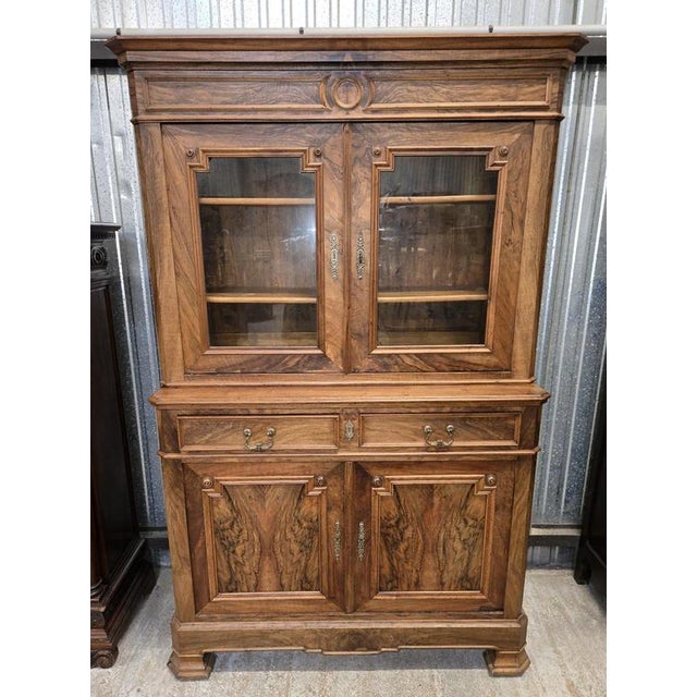 Louis Philippe Bookcase Buffet in Walnut For Sale - Image 6 of 6