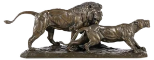 Clovis Edmond Masson, Lion and Lioness, 19th Century-20th Century, Bronze