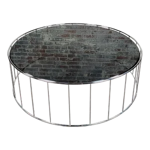 Minotti Round Coffee Table W/Smoked Glass Top by Rodolfo Dordoni