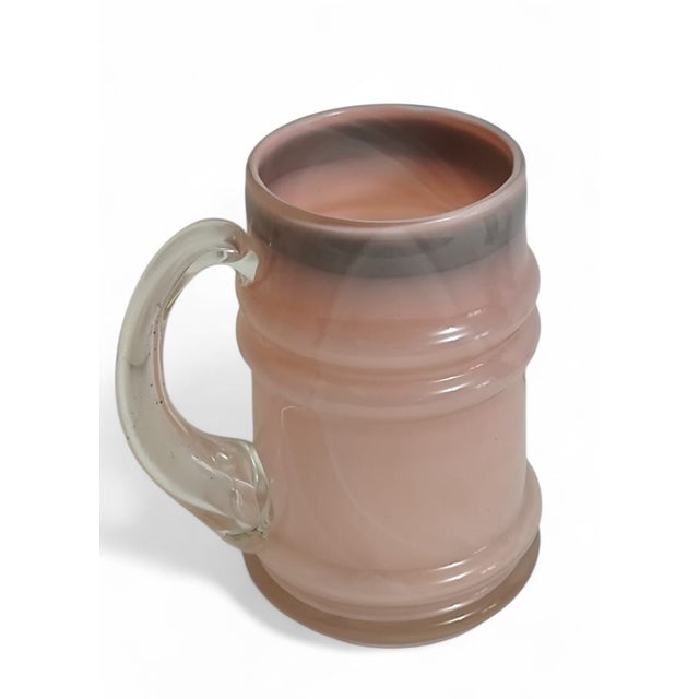 Postmodern Pink Opaline Art Glass Ringed Tankard Vase by Jerzy Sluczan-Orkusz, Poland For Sale - Image 4 of 4