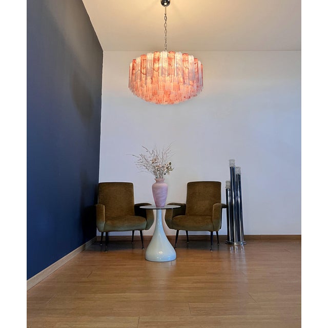 Large Murano Glass Chandelier with Pink and White Alabaster Glass Tube, 1990s For Sale - Image 11 of 18