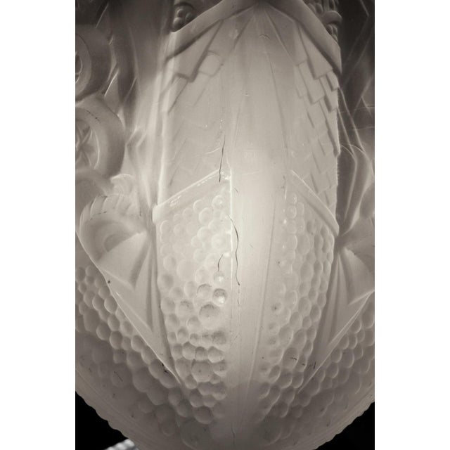 Muller Freres French Art Deco Pendant Chandelier Circa 1930 - Frosted Glass & Nickeled Bronze For Sale - Image 13 of 14