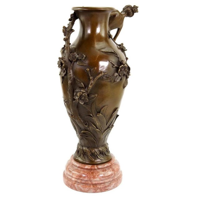 Metal Art Nouveau Brown Patinated Bronze Vase For Sale - Image 7 of 12