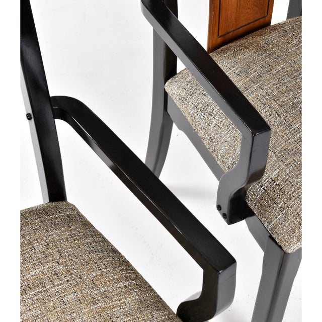 6 Thomasville Embassy Asian Modern Chinoiserie Dining Chairs Gray Seats For Sale - Image 12 of 16