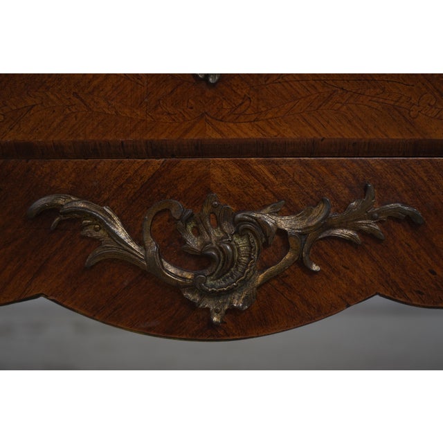 Vintage French Louis XV Style Bombe Marble Top Commode Chest For Sale - Image 13 of 18