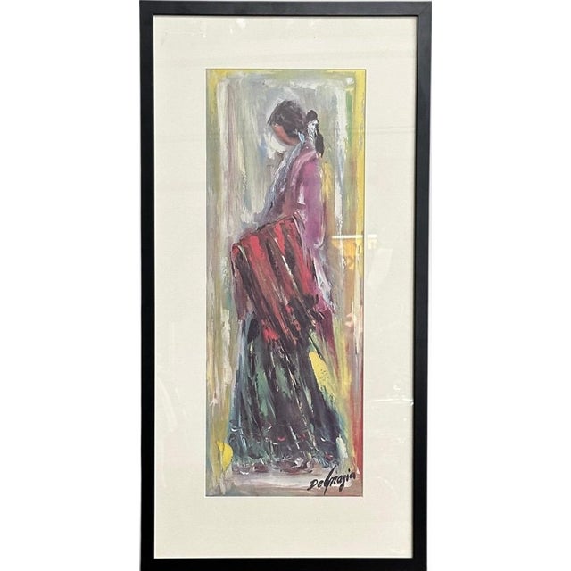 Cream Vintage Framed Ted DeGrazia Mid-Century Southwestern Lithograph Prints Navajo Bride and Groom Pair For Sale - Image 8 of 13