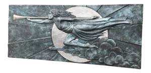 1970s Art Deco Revival Heralding Goddess Wall Sculpture