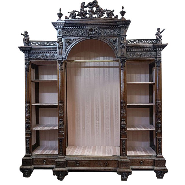 Carved Walnut Cabinet from Sellerio Giuseppe Milano For Sale