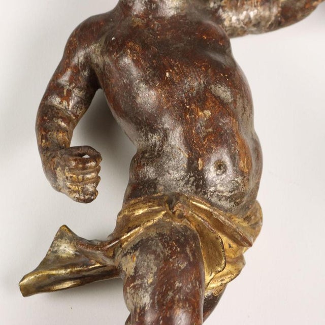 Carved Wooden Cherubs, Set of 2 For Sale - Image 6 of 12