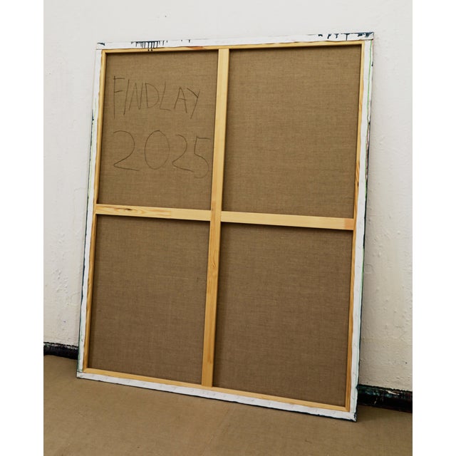 Contemporary "Monstera Double Shadows Green White" Original Acrylic Painting by Simon Findlay For Sale - Image 3 of 9