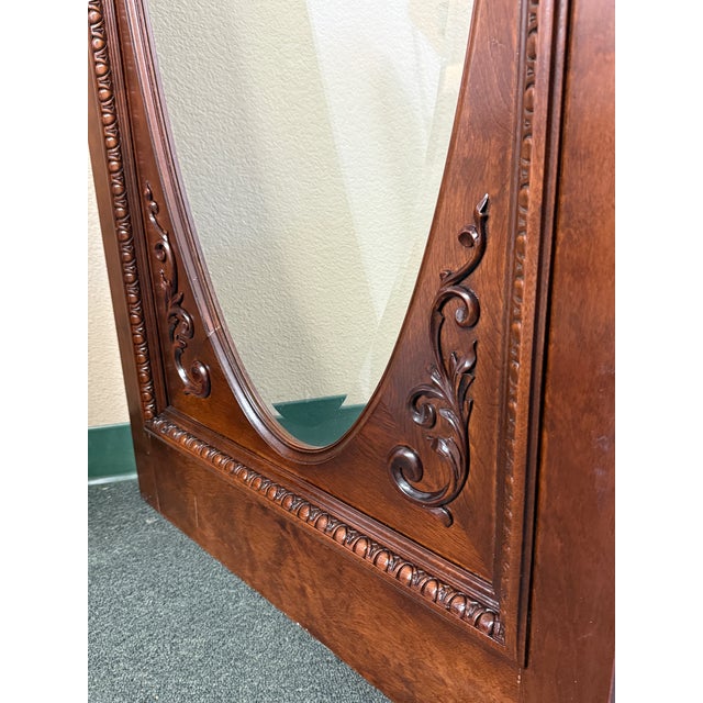 Ornately Carved Wood Door With Beveled Oval Glass For Sale - Image 16 of 16