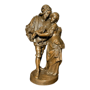 Late 19th Century Antique French Bronze Sculpture Of Faust And Marguerite, By Guillaume Denièr