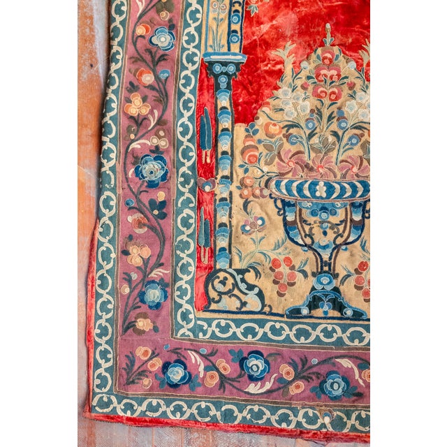 18th or 19th Century Turkish Ottoman Embroidered Applique Tapestry Wall Panel For Sale In New York - Image 6 of 9