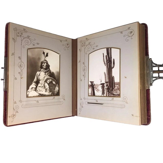 Textile American Indian Red Velvet Photo Book of Indians For Sale - Image 7 of 10