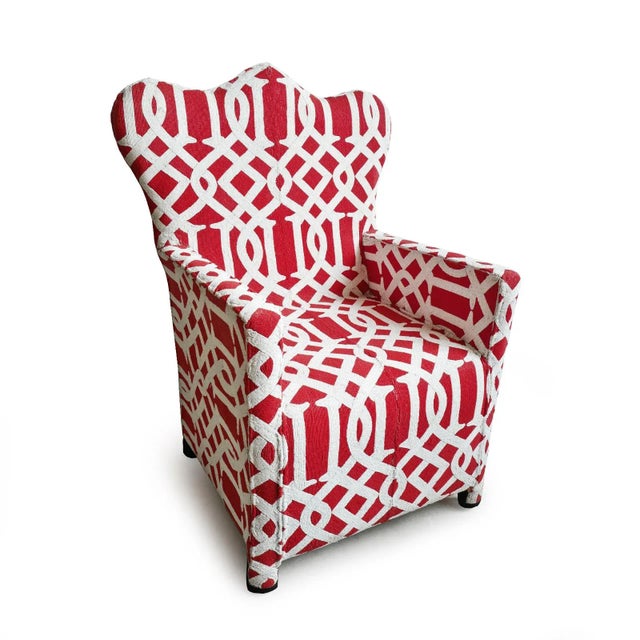 West African vintage hand beaded tribal arm chair from Yoruba Nigeria. Thousands of tiny beads cover these artistic...