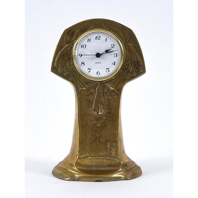 Art Nouveau Brass Mantel Clock, Germany, 1950s For Sale - Image 11 of 18