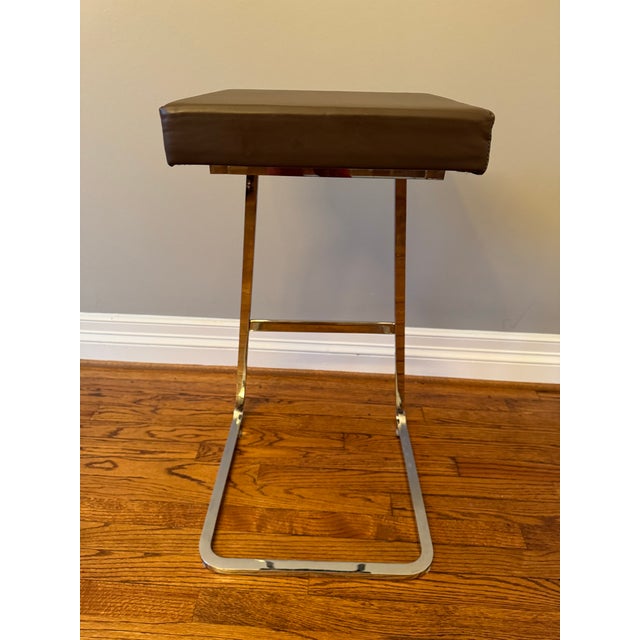 Knoll Four Seasons Chrome and Leather Barstools - Set of 2 For Sale - Image 9 of 12