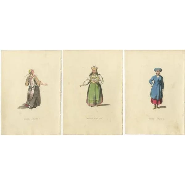 Early 19th Century William Alexander, Traditional Attires of Finnish, Estonian and Angria Women in Former Russia, 1814, Paper, Set of 3 For Sale - Image 5 of 6