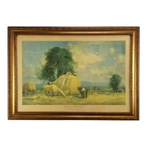 Print c.y. Lawrence " Fragrant Hay" Farmhouse Gilt Frame