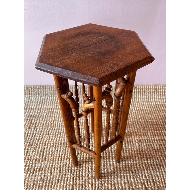 Antique Art & Crafts Oak Side Table For Sale In Los Angeles - Image 6 of 8
