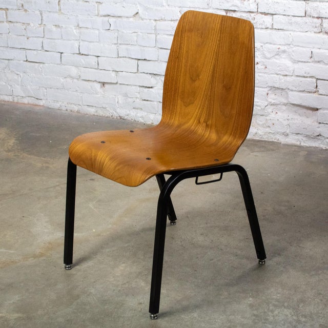Late 20th to Early 21st Century Modern Walnut Molded Plywood Chairs Stackable Connectable Restored Selling Separately For Sale - Image 18 of 18